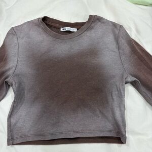Zara brown Long Sleeve Top